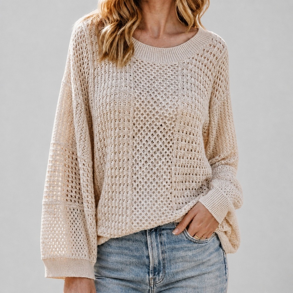 Anthropologie NEW Moth Reese Kimono Sleeve Oversized Sweater SZ Small Granola